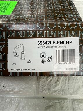 Brizo Atavis 65342LF-PNLHP Pol Nickel Widespread Bathroom Faucet LESS HANDLES